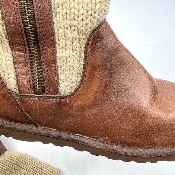UGG Rosalie Knit/Leather Mid Calf Boots 7 - Picture 9 of 16